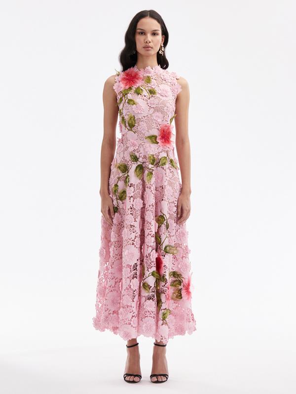 Hibiscus Embroidered Guipure Dress