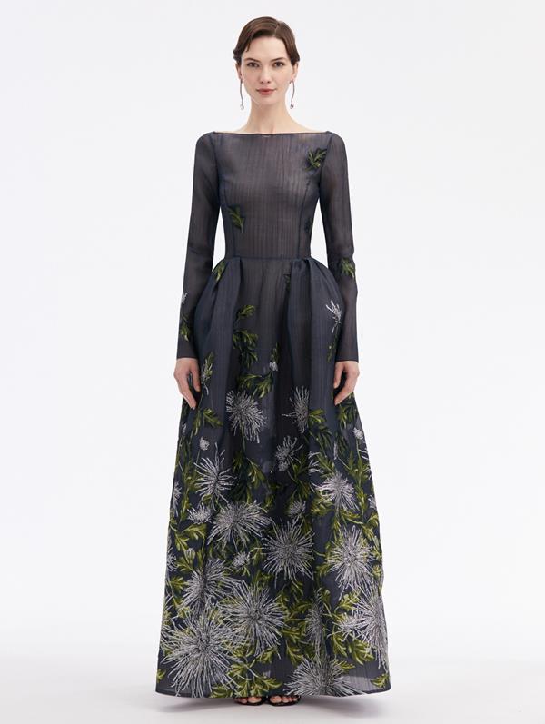 Chrysanthemum Fil Coupé Gown