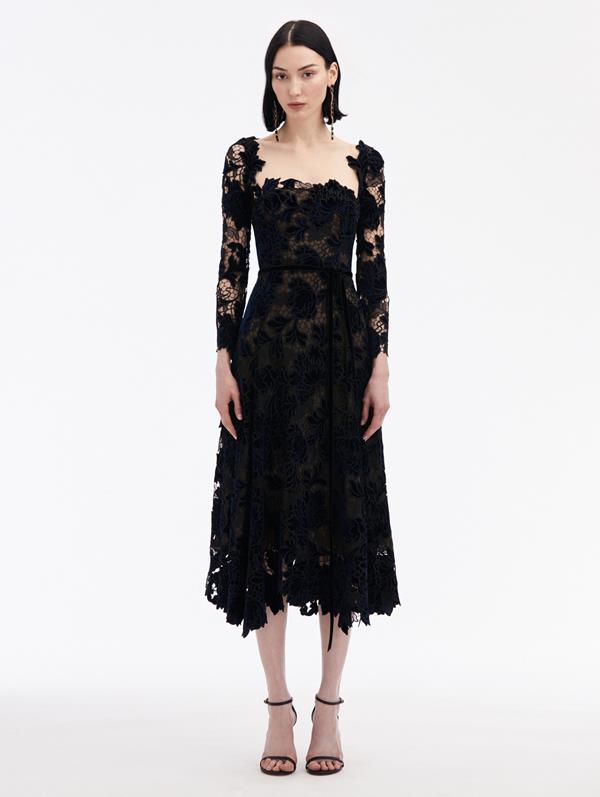 Peony Velvet Guipure Dress