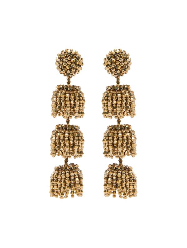 Beaded Triple Layer Clip-On Earrings