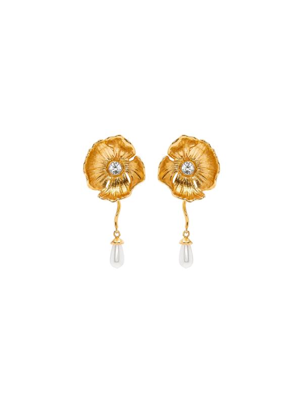 Pearl Drop Flower Earrings