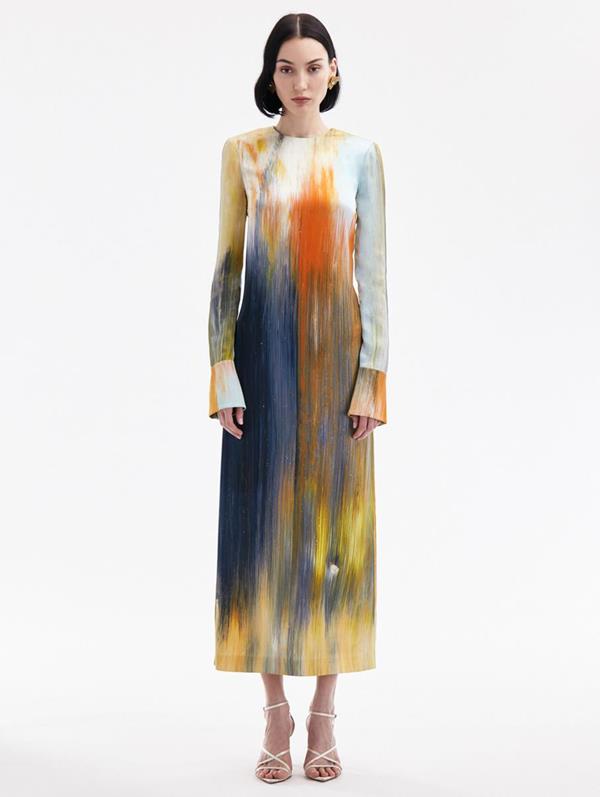 Abstract Brushstroke Marocaine Dress