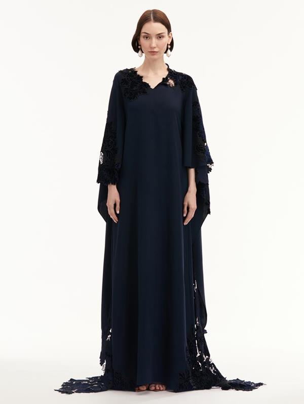 Peony Velvet Guipure Caftan