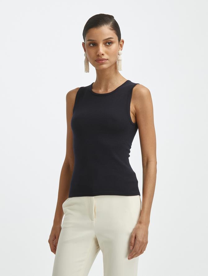 Cashmere Silk Jewel Neck Tank