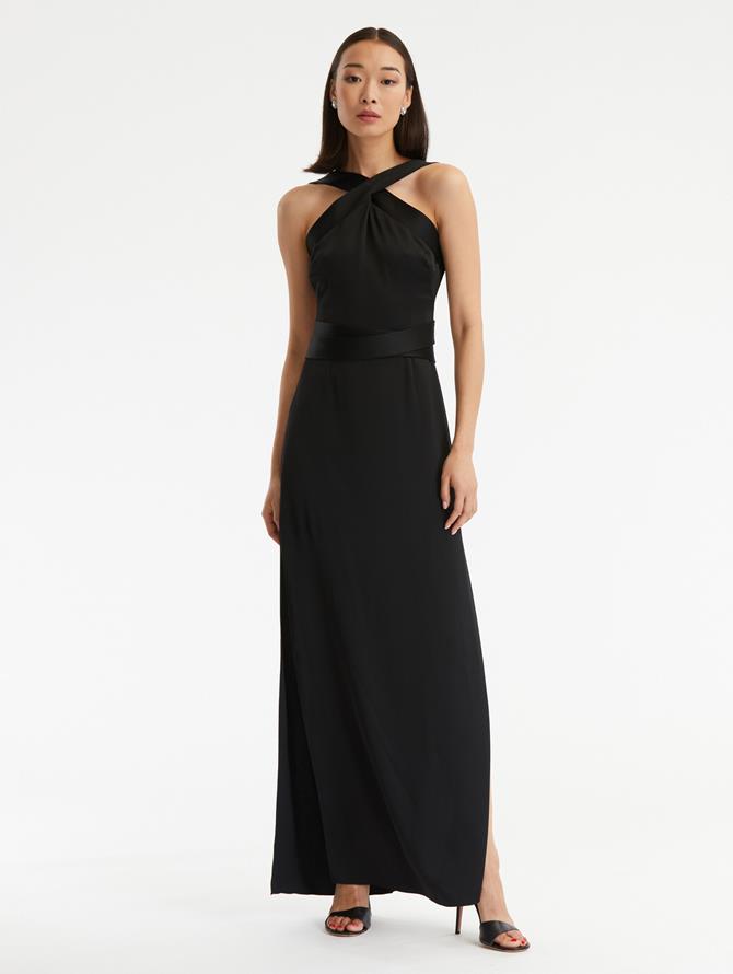 Tie-Waist Halter Gown