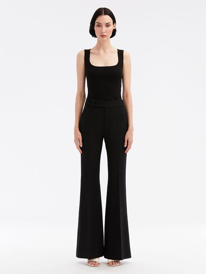 Zip Front Flare Leg Pant