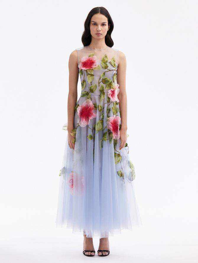 Hibiscus Embroidered Gown