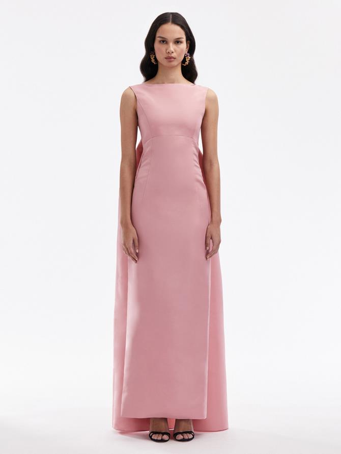 Draped Back Faille Gown