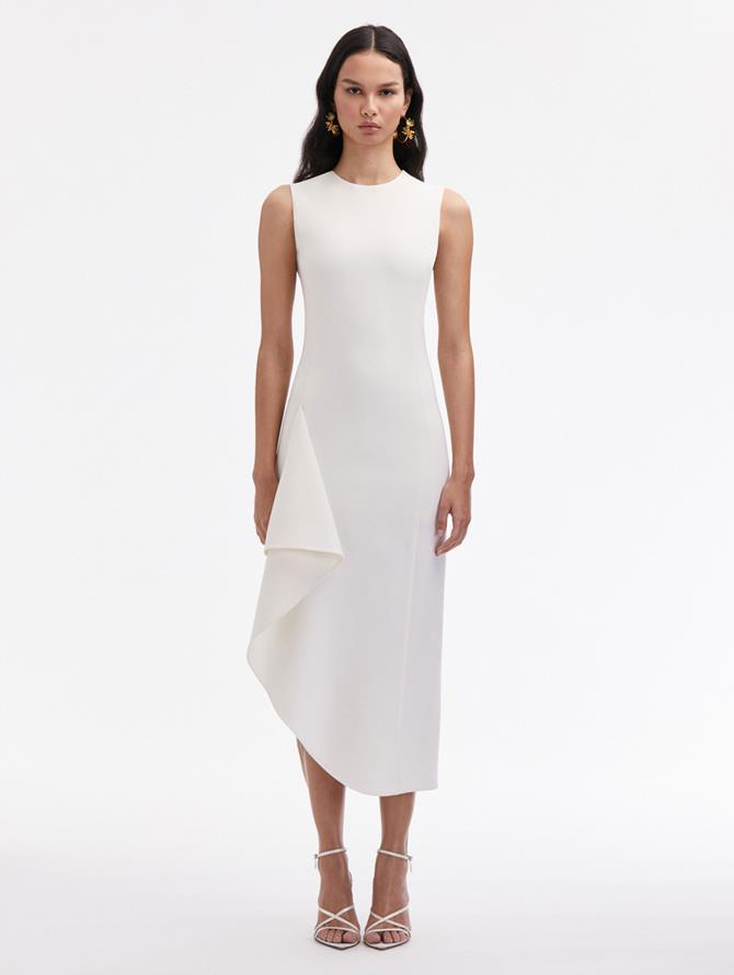 Draped Asymmetrical Wool Dress