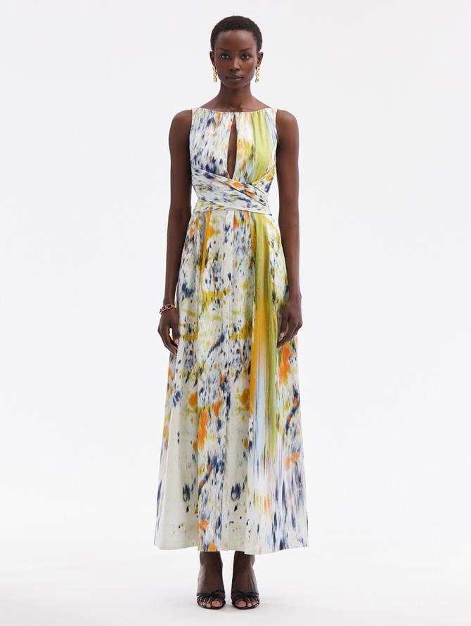 Abstract Brushstroke Cotton Raso Dress