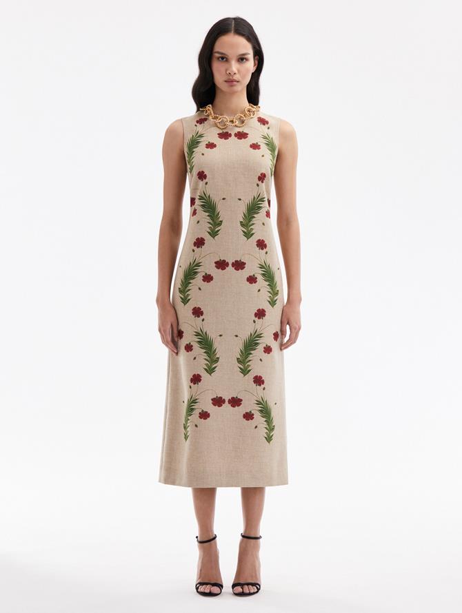 Marbled Carnation Canvas Pencil Dress