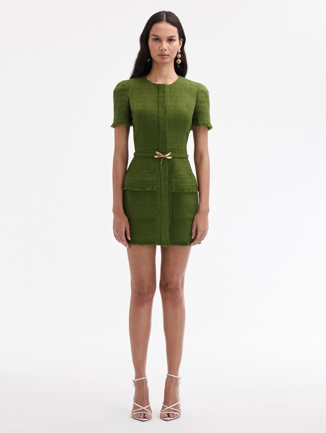 Dragonfly Belt Tweed Dress