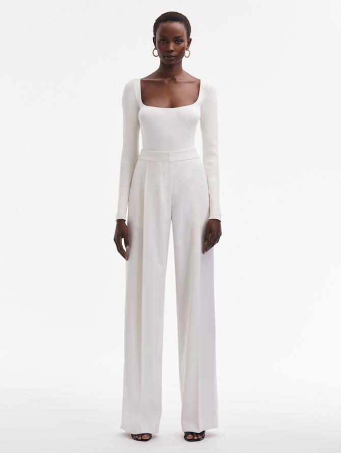 Wide Leg Wool Gabardine Pant