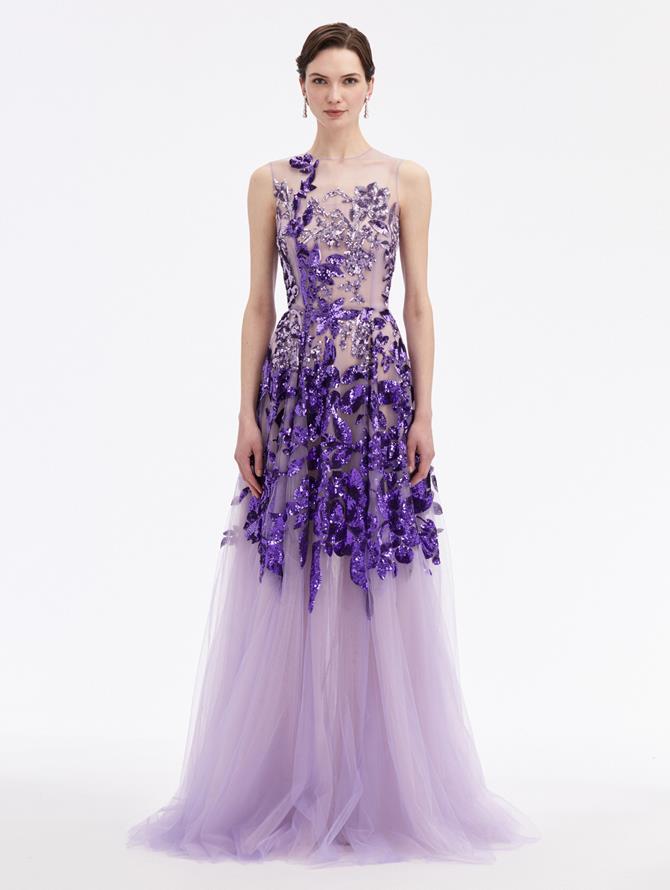 Ombré Sequin Peony Gown