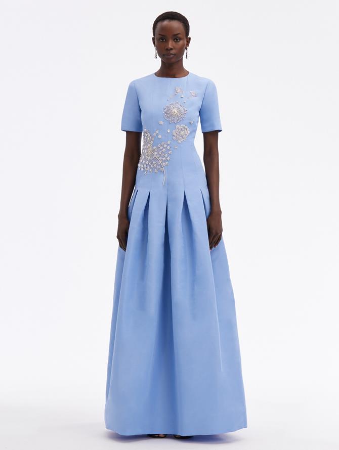 Dandelion Crystal Embroidered Faille Gown