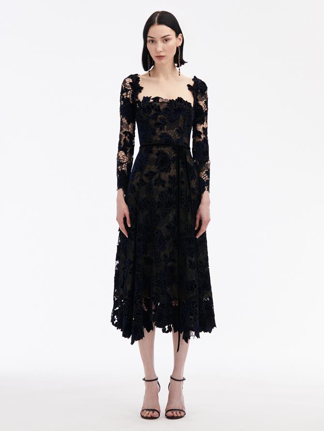 Peony Velvet Guipure Dress