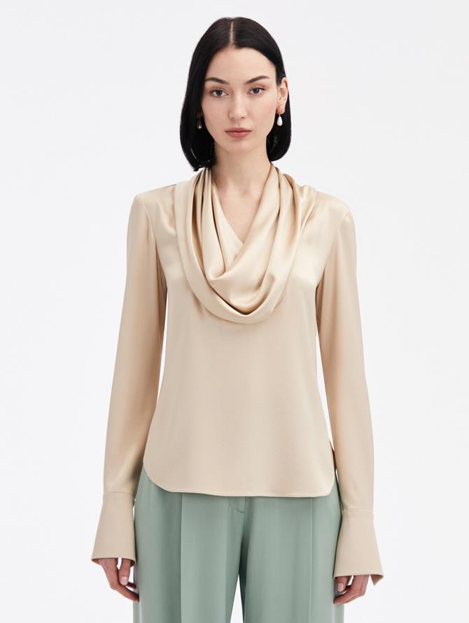 Cowl Neck Satin Blouse