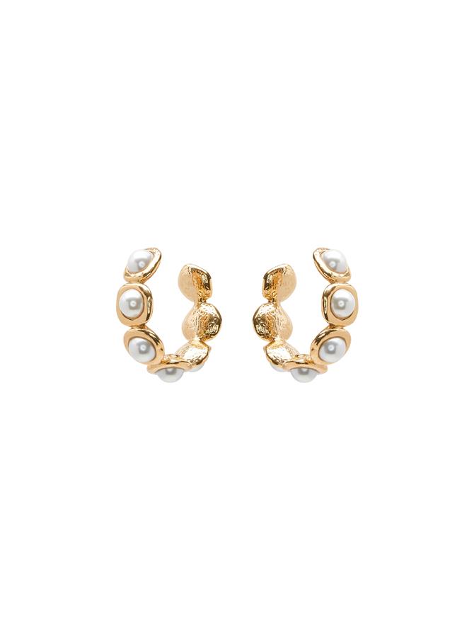 Pearl Sphere Hoop Clip-On Earrings