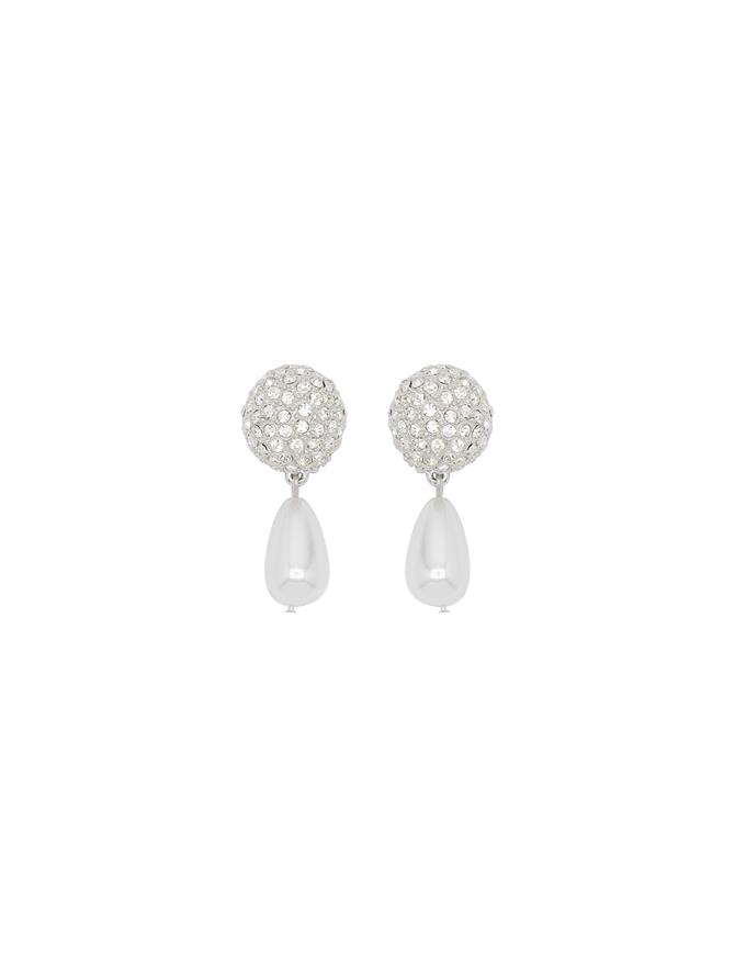 Crystal & Pearl Drop Clip-On Earrings