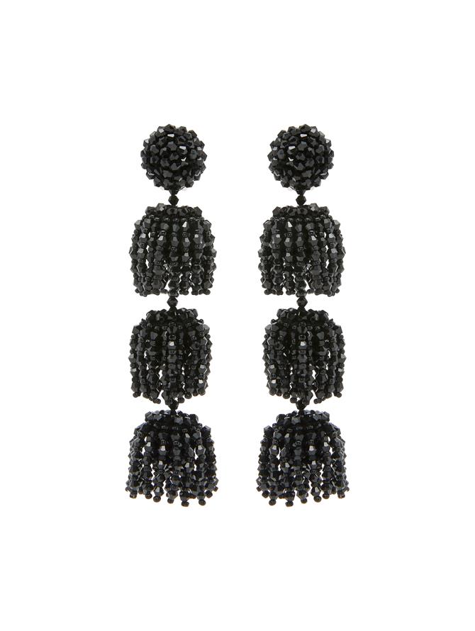 Beaded Triple Layer Clip-On Earrings