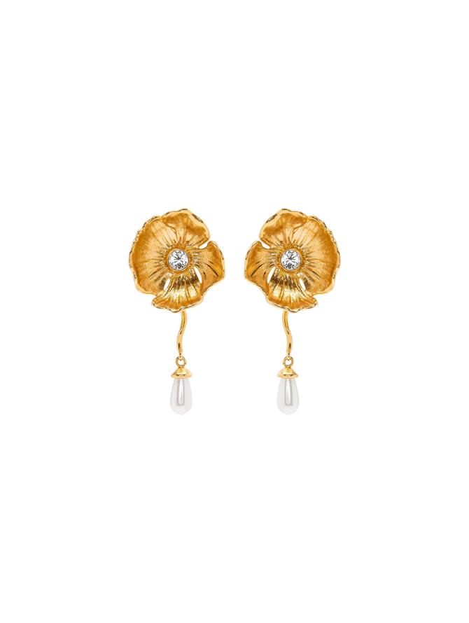 Pearl Drop Flower Earrings